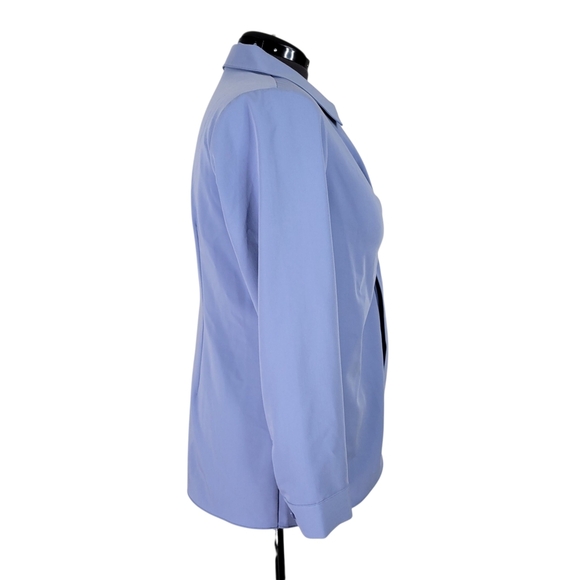 Soft Surroundings Blouse Women Size XL Blue Twisted Split Front V Neck Pullover - Picture 3 of 10